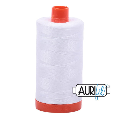 AURIFIL 2024 Bright White Neutral MAKO 50 Weight Wt 1300m 1422y Spool Quilt Cotton Quilting Thread