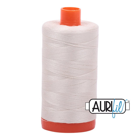 AURIFIL 2309 Silver White Neutral MAKO 50 Weight Wt 1300m 1422y Spool Quilt Cotton Quilting Thread