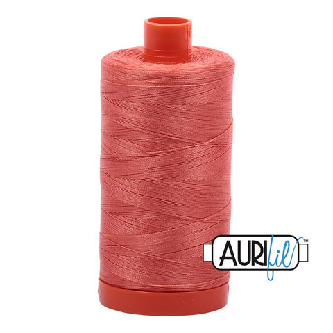AURIFIL 2225 Salmon Coral Red Orange MAKO 50 Weight Wt 1300m 1422y Spool Quilt Cotton Quilting Thread