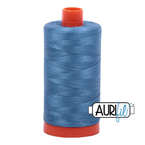 AURIFIL 4140 Wedgewood MAKO 50 Weight Wt 1300m 1422y Spool Medium Blue Quilt Cotton Quilting Thread