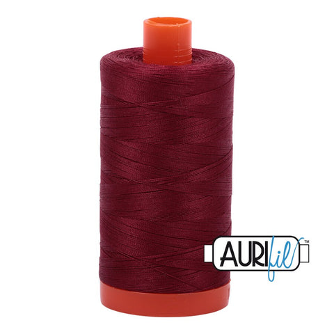 AURIFIL 2460 Dark Carmine Red Cabernet Burgundy MAKO 50 Weight Wt 1300m 1422y Spool Quilt Cotton Quilting Thread