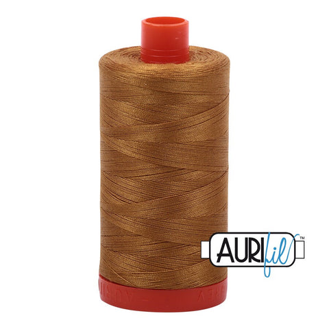 AURIFIL 2975 Brass MAKO 50 Weight Wt 1300m 1422y Spool Copper Rust Brown Quilt Cotton Quilting Thread