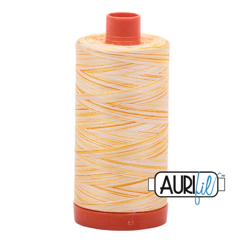 AURIFIL Variegated 4658 Limoni di Monterosso MAKO 50 Weight Wt 1300m 1422y Yellow Orange White Spool Quilt Cotton Quilting Thread