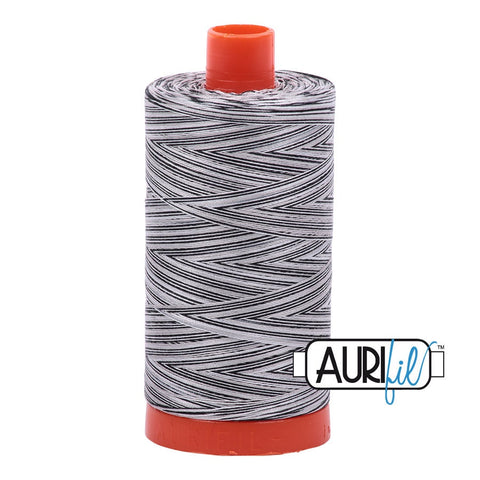 AURIFIL Variegated 4652 Licorice MAKO 50 Weight Wt 1300m 1422y Black White Spool Quilt Cotton Quilting Thread