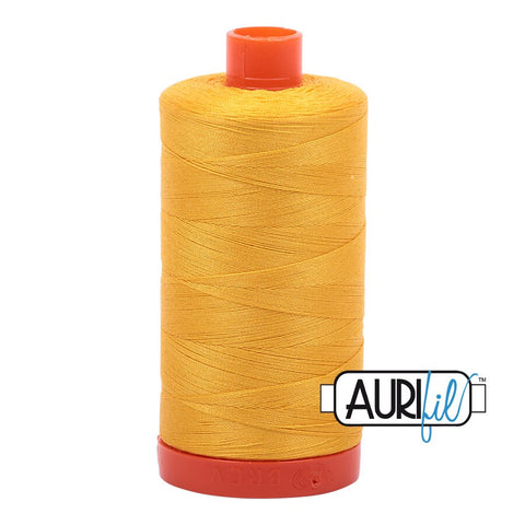 AURIFIL 2135 Yellow Gold MAKO 50 Weight Wt 1300m 1422y Spool Quilt Cotton Quilting Thread