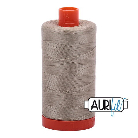 AURIFIL 2324 Stone Gray Grey Khaki Tan MAKO 50 Weight Wt 1300m 1422y Spool Quilt Cotton Quilting Thread
