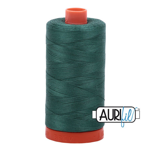 AURIFIL 4129 Turf Green MAKO 50 Weight Wt 1300m 1422y Spool Dark Mallard Green Quilt Cotton Quilting Thread