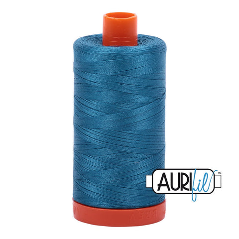 AURIFIL 1125 Medium Teal Blue Peacock MAKO 50 Weight Wt 1300m 1422y Spool Quilt Cotton Quilting Thread