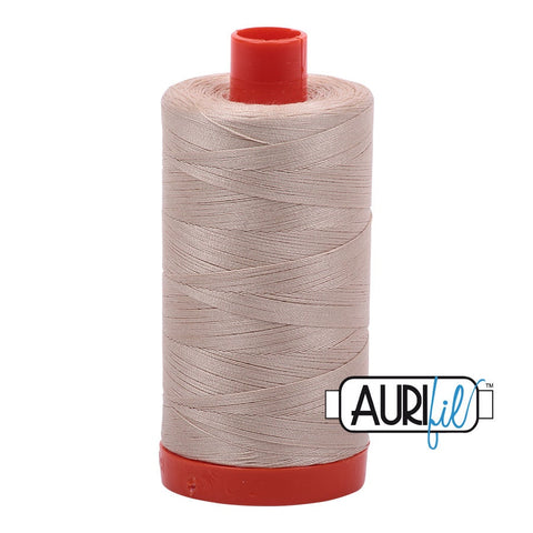 AURIFIL 2312 Ermine Beige Tan Cream Neutral MAKO 50 Weight Wt 1300m 1422y Spool Quilt Cotton Quilting Thread