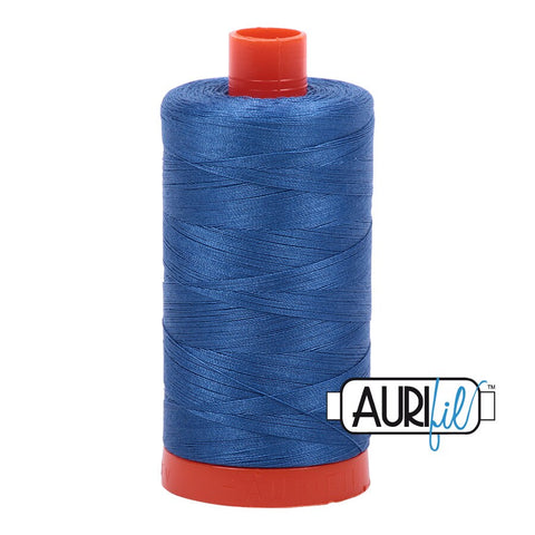 AURIFIL 2730 Delft Blue MAKO 50 Weight Wt 1300m 1422y Spool Medium Denim Flax Blue Quilt Cotton Quilting Thread