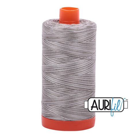 AURIFIL Variegated 4670 Silver Fox MAKO 50 Weight Wt 1300m 1422y Gray Grey White Spool Quilt Cotton Quilting Thread