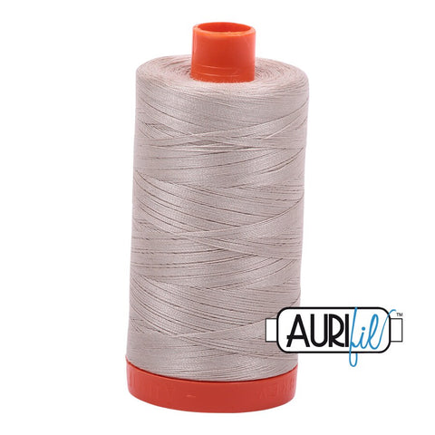 AURIFIL 6711 Pewter MAKO 50 Weight Wt 1300m 1422y Spool Light Tan Grey Gray Quilt Cotton Quilting Thread