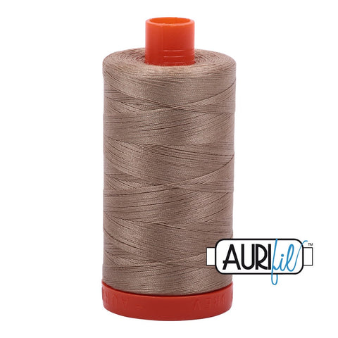 AURIFIL 2325 Linen Brown Khaki Tan MAKO 50 Weight Wt 1300m 1422y Spool Quilt Cotton Quilting Thread