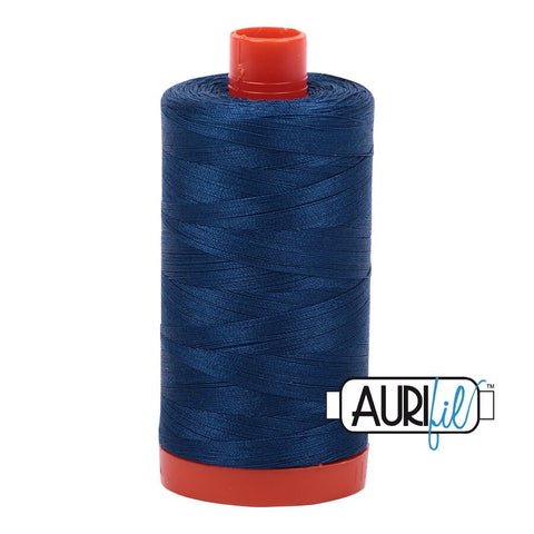 AURIFIL 2783 Medium Delft Blue MAKO 50 Weight Wt 1300m 1422y Spool Deep Teal Blue Quilt Cotton Quilting Thread