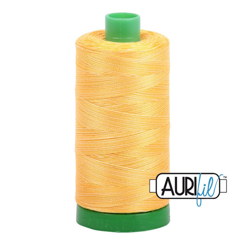 AURIFIL Variegated 3920 Golden Glow MAKO 40 Weight Wt 1000m 1094y Light Yellow White Spool Quilt Cotton Quilting Thread