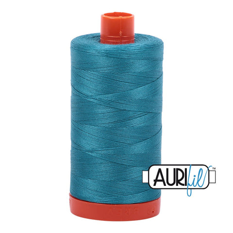 AURIFIL 4182 Dark Turquoise MAKO 50 Weight Wt 1300m 1422y Spool Rich Peacock Teal Quilt Cotton Quilting Thread