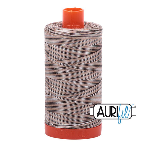 AURIFIL Variegated 4667 Nutty Nougat MAKO 50 Weight Wt 1300m 1422y Brown Tan White Spool Quilt Cotton Quilting Thread