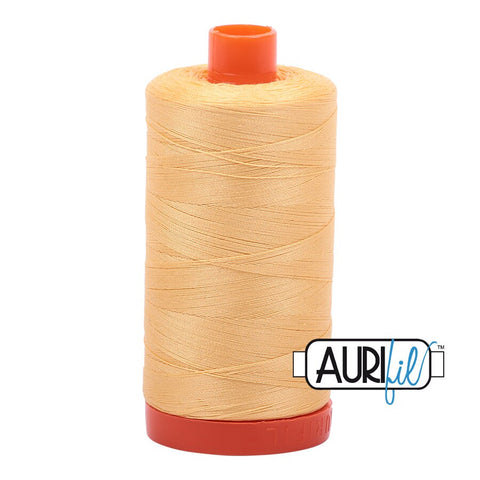AURIFIL 2130 Medium Butter Yellow MAKO 50 Weight Wt 1300m 1422y Spool Quilt Cotton Quilting Thread