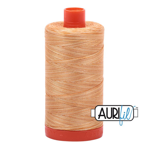 AURIFIL Variegated 4150 Creme Brule MAKO 50 Weight Wt 1300m 1422y Orange Yellow White Spool Quilt Cotton Quilting Thread