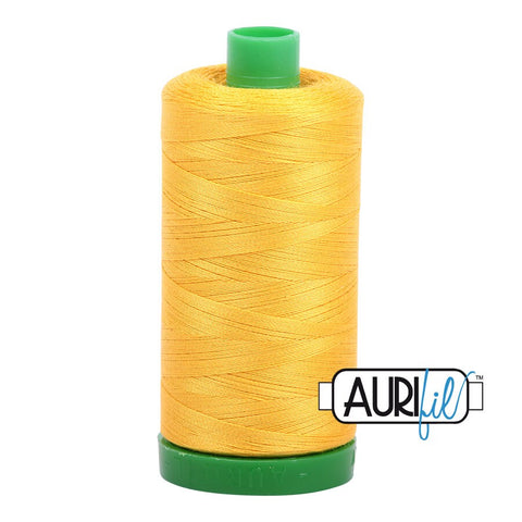 AURIFIL 2135 Yellow Gold MAKO 40 Weight Wt 1000m 1094y Spool Quilt Cotton Quilting Thread