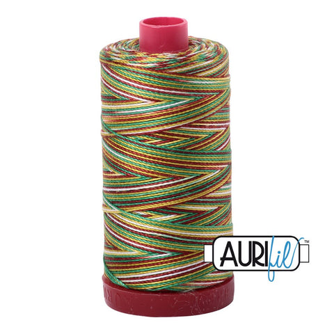 AURIFIL 4650 Leaves Green Red Variegated MAKO 12 Weight Wt 350M 356y Spool Quilt Cotton Quilting Thread