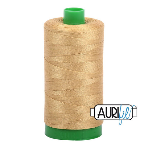 AURIFIL 2920 Light Brass MAKO 40 Weight Wt 1000m 1094y Spool Quilt Cotton Quilting Thread