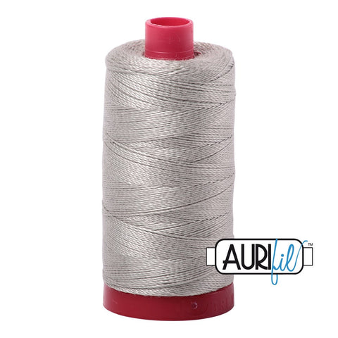 AURIFIL 5021 Light Grey MAKO 12 Weight Wt 350M 356Yd Spool Quilt Cotton Quilting Thread