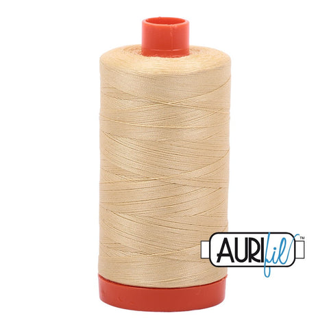 AURIFIL 2125 Wheat Yellow MAKO 50 Weight Wt 1300m 1422y Spool Quilt Cotton Quilting Thread