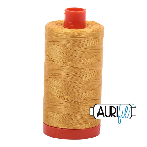 AURIFIL 2132 Tarnished Gold Yellow MAKO 50 Weight Wt 1300m 1422y Spool Quilt Cotton Quilting Thread