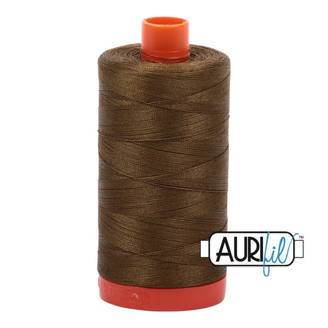 AURIFIL 4173 Dark Olive Green MAKO 50 Weight Wt 1300m 1422y Spool Brown Green Quilt Cotton Quilting Thread