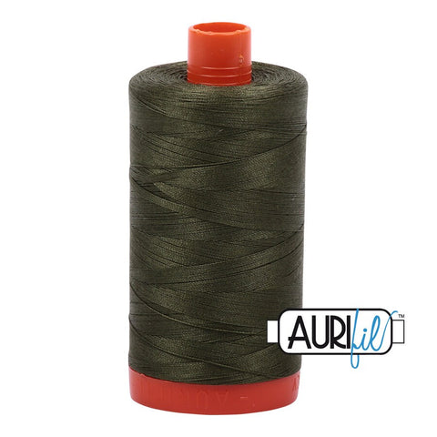 AURIFIL 5023 Medium Green MAKO 50 Weight Wt 1300m 1422y Spool Quilt Cotton Quilting Thread