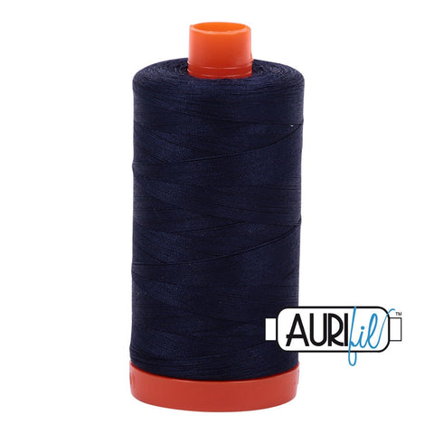 AURIFIL 2785 Very Dark Navy MAKO 50 Weight Wt 1300m 1422y Spool Deep Blue Quilt Cotton Quilting Thread