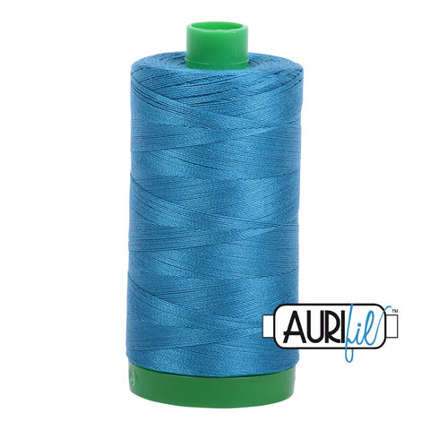 AURIFIL 1125 Medium Teal Blue Peacock MAKO 40 Weight Wt 1000m 1094y Spool Quilt Cotton Quilting Thread