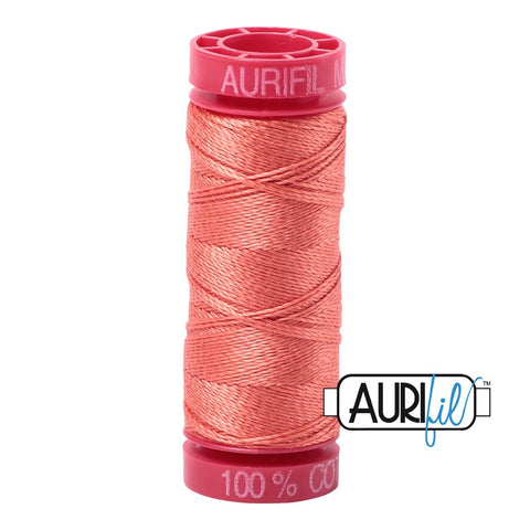 AURIFIL 2225 Salmon Orange MAKO 12 Weight Wt 54 Yards Spool Quilt Cotton Quilting Thread