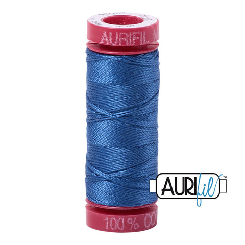 AURIFIL 2730 Delft Blue Medium Ocean Blue MAKO 12 Weight Wt 54 Yards Spool Quilt Cotton Quilting Thread