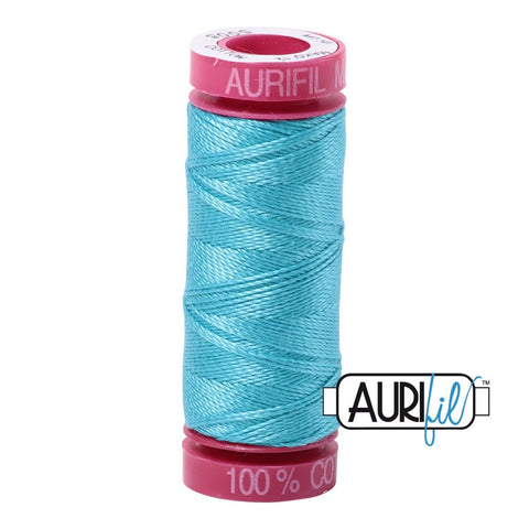 AURIFIL 5005 Bright Turquoise MAKO 12 Weight Wt 54 Yards Spool Quilt Cotton Quilting Thread