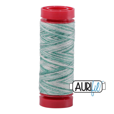 Aurifil LANA WOOL 8007 Mint Julep Green White Variegated 12 Weight Wt 50 Meters 54 Yards Spool Quilt Wool Quilting Thread