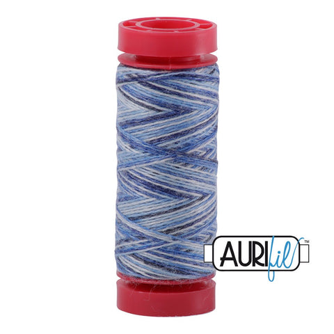 Aurifil LANA WOOL 8009 Stonewash Blues Blue White Variegated 12 Weight Wt 50 Meters 54 Yards Spool Quilt Wool Quilting Thread