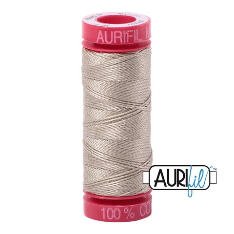 AURIFIL 2324 Stone Khaki Tan MAKO 12 Weight Wt 54 Yards Spool Quilt Cotton Quilting Thread