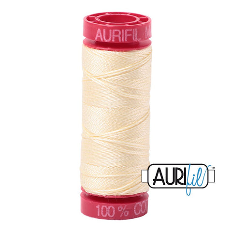 AURIFIL 2110 Light Lemon Yellow MAKO 12 Weight Wt 54 Yards Spool Quilt Cotton Quilting Thread