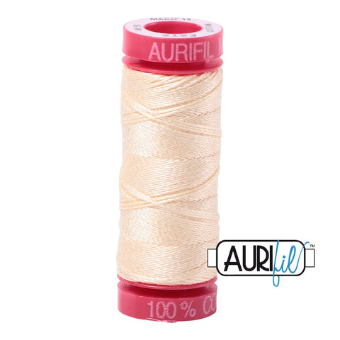 AURIFIL 2123 Butter Light Yellow MAKO 12 Weight Wt 54 Yards Spool Quilt Cotton Quilting Thread