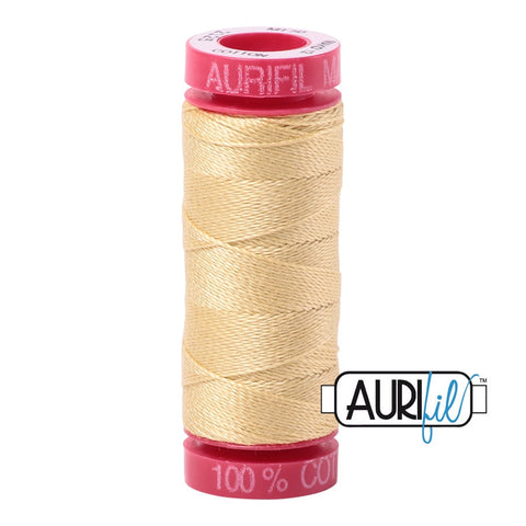 AURIFIL 2125 Wheat Yellow MAKO 12 Weight Wt 54 Yards Spool Quilt Cotton Quilting Thread