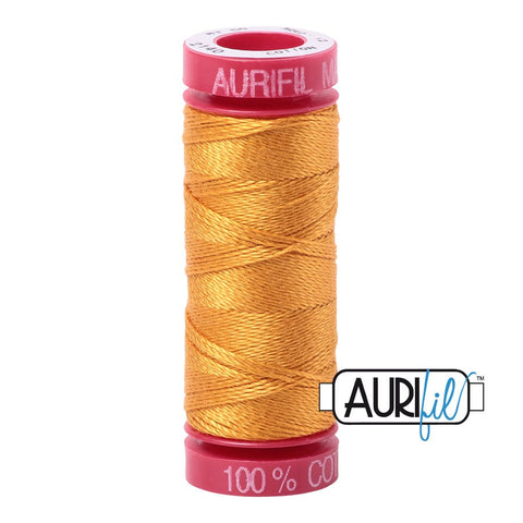 AURIFIL 2140 Mustard Gold MAKO 12 Weight Wt 54 Yards Spool Quilt Cotton Quilting Thread