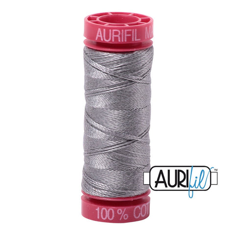 AURIFIL 2625 Arctic Ice Lead Grey Gray MAKO 12 Weight Wt 54 Yards Spool Quilt Cotton Quilting Thread