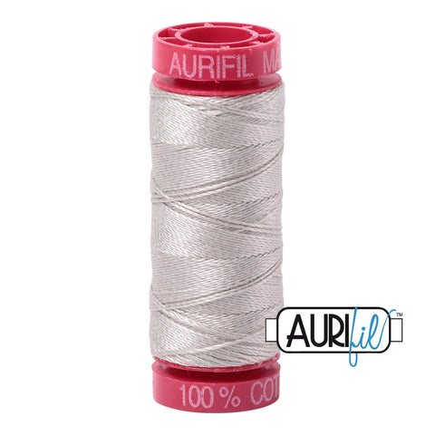 AURIFIL 6724 Moonshine Light Beige Grey Gray MAKO 12 Weight Wt 54 Yards Spool Quilt Cotton Quilting Thread