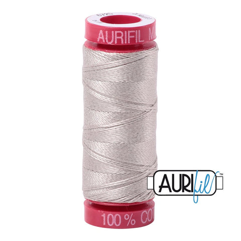 AURIFIL 6725 Moondust Grey Gray MAKO 12 Weight Wt 54 Yards Spool Quilt Cotton Quilting Thread