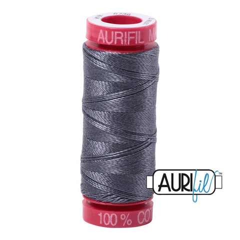 AURIFIL 6736 Jedi Dark Gray Grey Charcoal MAKO 12 Weight Wt 54 Yards Spool Quilt Cotton Quilting Thread