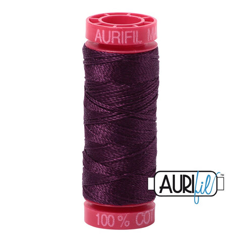 AURIFIL 1240 Very Dark Eggplant Merlot Purple MAKO 12 Weight Wt 54 Yards Spool Quilt Cotton Quilting Thread