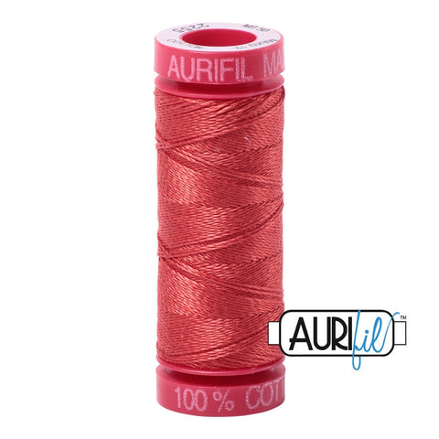 AURIFIL 2255 Dark Red Orange MAKO 12 Weight Wt 54 Yards Spool Quilt Cotton Quilting Thread