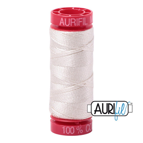 AURIFIL 2309 Silver White Neutral MAKO 12 Weight Wt 54 Yards Spool Quilt Cotton Quilting Thread